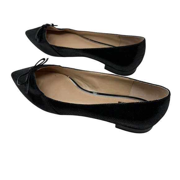 White House Black Market Flats Womens Size 8 Black Pointed Toe Jenn Faux Leather - Picture 2 of 7
